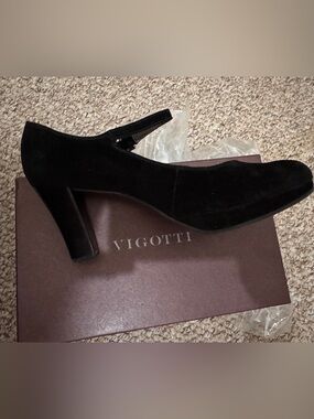 Vigotti Black Suede Mary Jane Heel